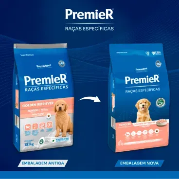 Nova embalagem Racao Premier Racas Especificas Golden Retriever Filhotes